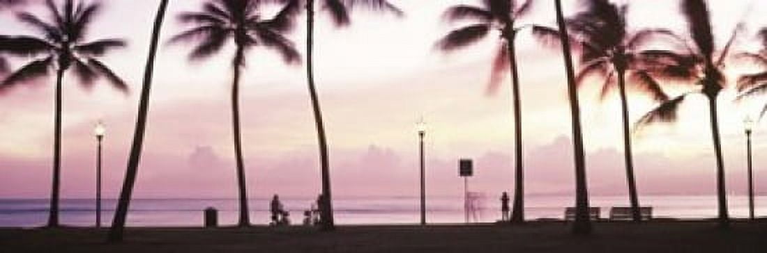 Palm trees on the beach Waikiki Honolulu Oahu Hawaii USA Canvas Art - Panoramic Images (18 x 6)