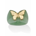 thumbnail image 1 of PalmBeach 14K Yellow Gold, Butterfly Genuine Green or Black Jade Yellow Gold Ring, 1 of 6