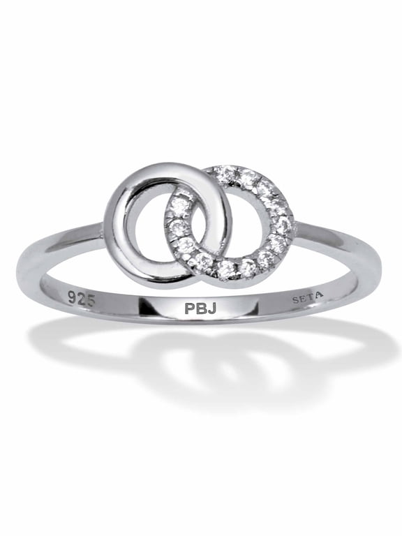 0.07 TCW Round Cubic Zirconia Sterling Silver Eternity Circles Ring