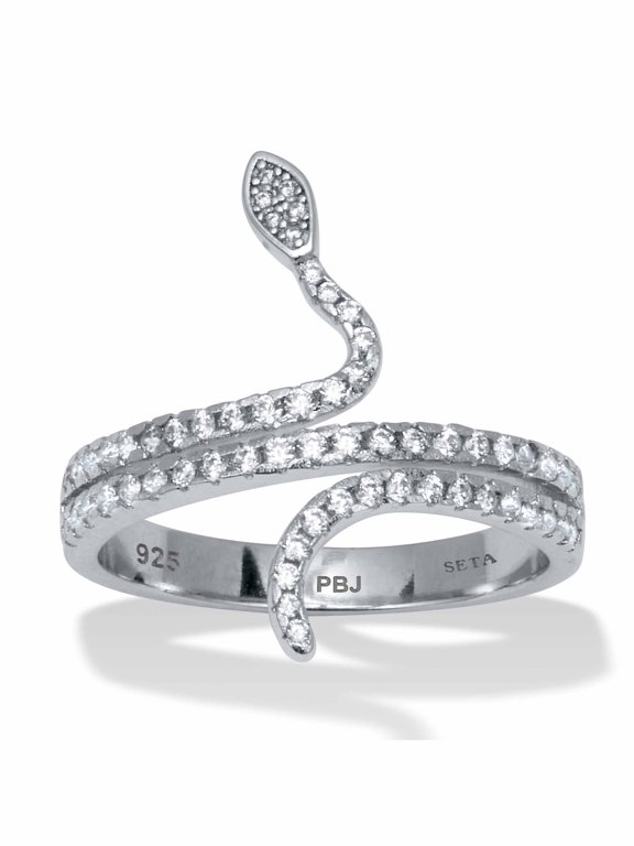 0.40 TCW Round Cubic Zirconia Sterling Silver Snake Ring