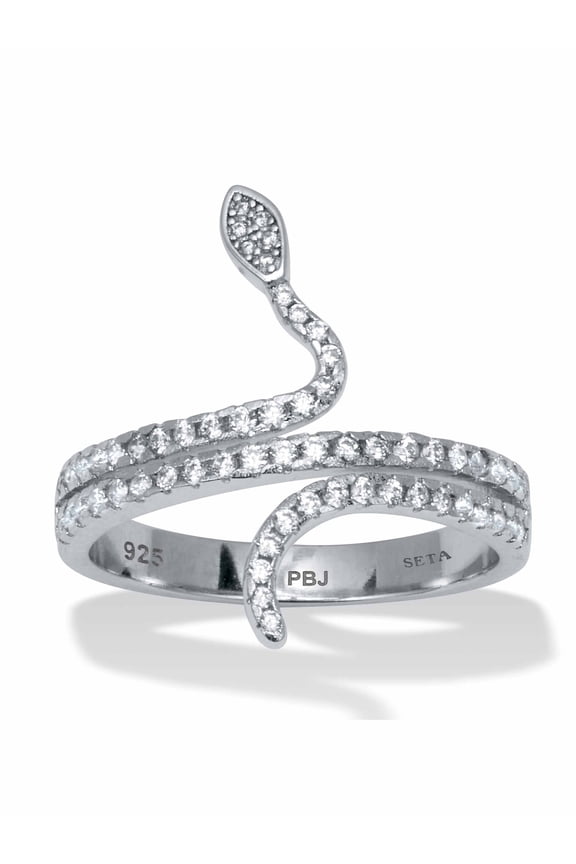 0.40 TCW Round Cubic Zirconia Sterling Silver Snake Ring