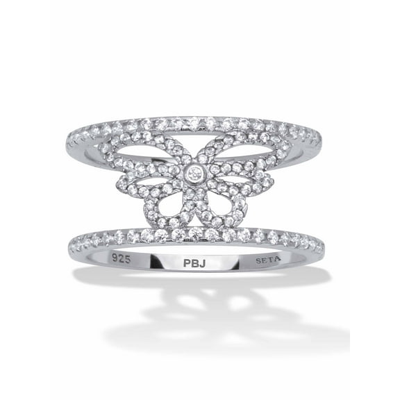 PalmBeach Jewelry 0.46 TCW Round Cubic Zirconia Sterling Silver Butterfly Ring