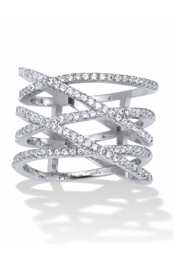 0.55 TCW Round Cubic Zirconia Sterling Silver Five Row Wrap Ring