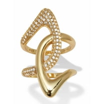 PalmBeach Jewelry 0.75 TCW Round Cut Cubic Zirconia Yellow Gold-Plated Sterling Silver Sculptural Ring