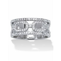 PalmBeach Jewelry 1.00 TCW Round Cubic Zirconia Sterling Silver Cutout Link Ring