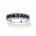 thumbnail image 1 of PalmBeach Jewelry 1.06 TCW Round Genuine Blue Sapphire and Diamond Accent 10k White Gold Ring, 1 of 5
