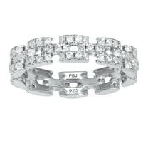 PalmBeach Jewelry 1.08 TCW Round Cubic Zirconia Sterling Silver Eternity Link Ring