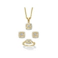 thumbnail image 1 of PalmBeach Jewelry 1/10 TCW Diamond Accent Gold-Plated Two-Tone Squared Cluster 3-Piece Earring, Ring and Necklace Set 18"-20", 1 of 6