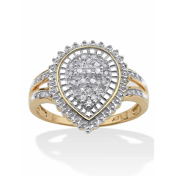 PalmBeach Jewelry 1/10 TCW Round Diamond Pear-Shaped Ballerina Setting Ring in 10k Gold