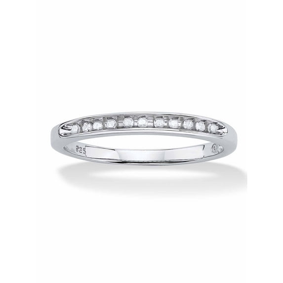 PalmBeach Jewelry 1/10 TCW Round Diamond Platinum-plated Sterling Silver Anniversary Ring