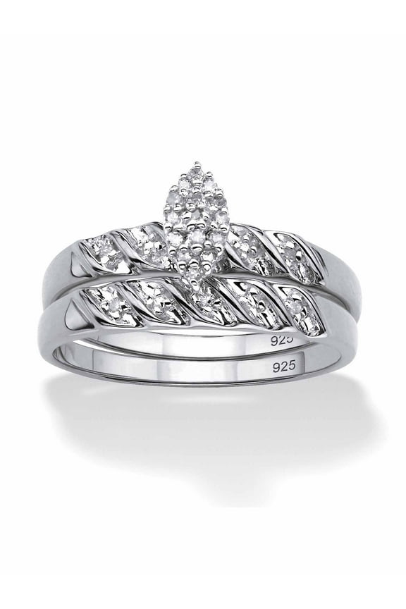 1/10 TCW Round Diamond Two-Piece Bridal Set in Platinum-plated Sterling Silver