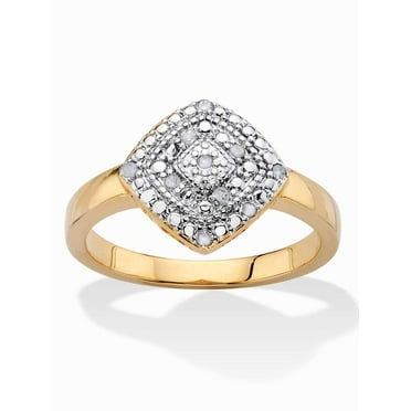 PalmBeach Jewelry 1/10 TCW Round White Diamond Pave-Style Concentric Cluster Ring Gold-Plated