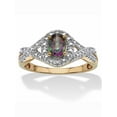 thumbnail image 1 of PalmBeach Jewelry 1.11 TCW Oval-Cut Genuine Mystic Fire Topaz and Diamond Accent Two-Tone Ring in 18k Gold-plated Sterling Silver, 1 of 5