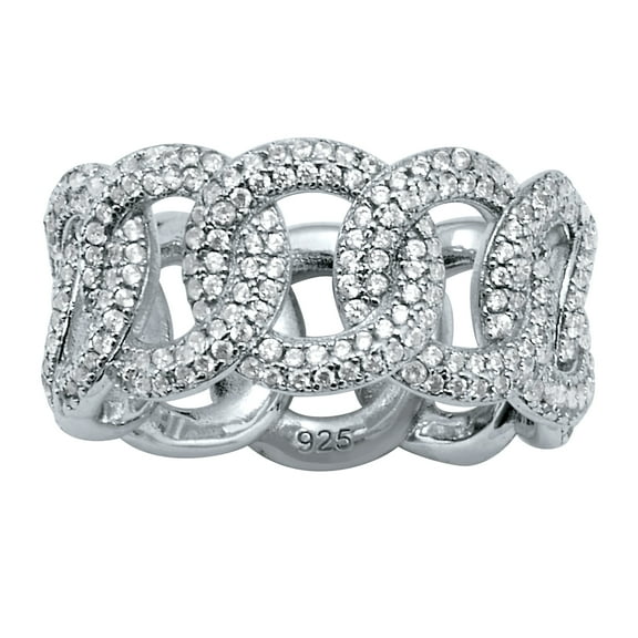 PalmBeach Jewelry 1.13 TCW Round Cubic Zirconia Sterling Silver Eternity Circle Ring
