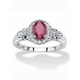 thumbnail image 1 of PalmBeach Jewelry 1.18 TCW Oval-Cut Genuine Ruby and Topaz Halo Cocktail Ring in Sterling Silver, 1 of 5
