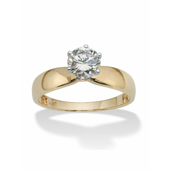 PalmBeach Jewelry 1.25 TCW Round Cubic Zirconia Solitaire Engagement Ring in 10k Yellow Gold