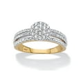 thumbnail image 1 of PalmBeach Jewelry 1/3 TCW Round Diamond Solid 10k Yellow Gold Cluster Triple-Row Ring, 1 of 4