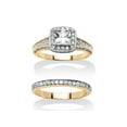 thumbnail image 1 of PalmBeach Jewelry 1.35 TCW Princess-Cut Cubic Zirconia Two-Piece Bridal Set Gold-Plated, 1 of 3