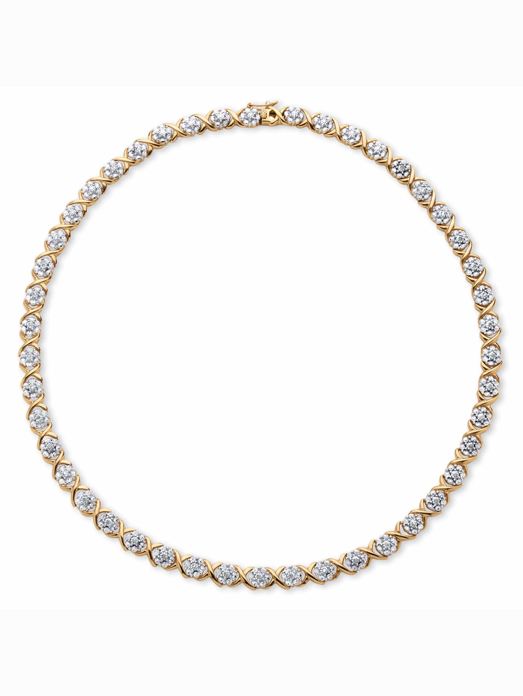 PalmBeach Jewelry 1/4 TCW Diamond "X and O" Necklace in Yellow Gold-Plated