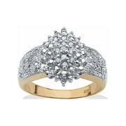 PalmBeach Jewelry 1/4 TCW Round Diamond 18k Gold-Plated or Platinum-Plated Sterling Silver Marquise-Shaped Cluster Ring