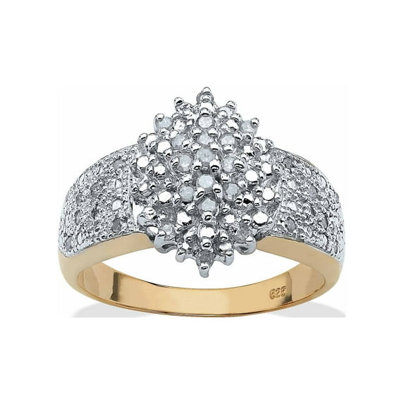 PalmBeach Jewelry 1/4 TCW Round Diamond 18k Gold-Plated or Platinum-Plated Sterling Silver Marquise-Shaped Cluster Ring