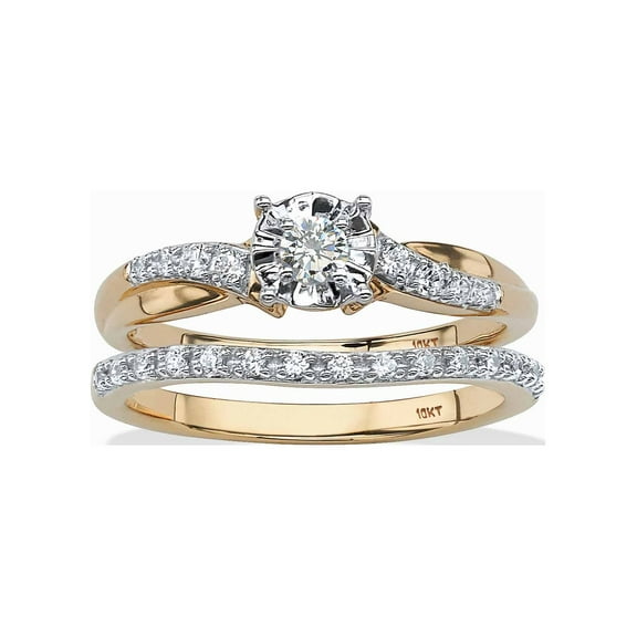 PalmBeach Jewelry 1/4 TCW Round Diamond 2-Piece Bridal Set in Solid 10K Gold