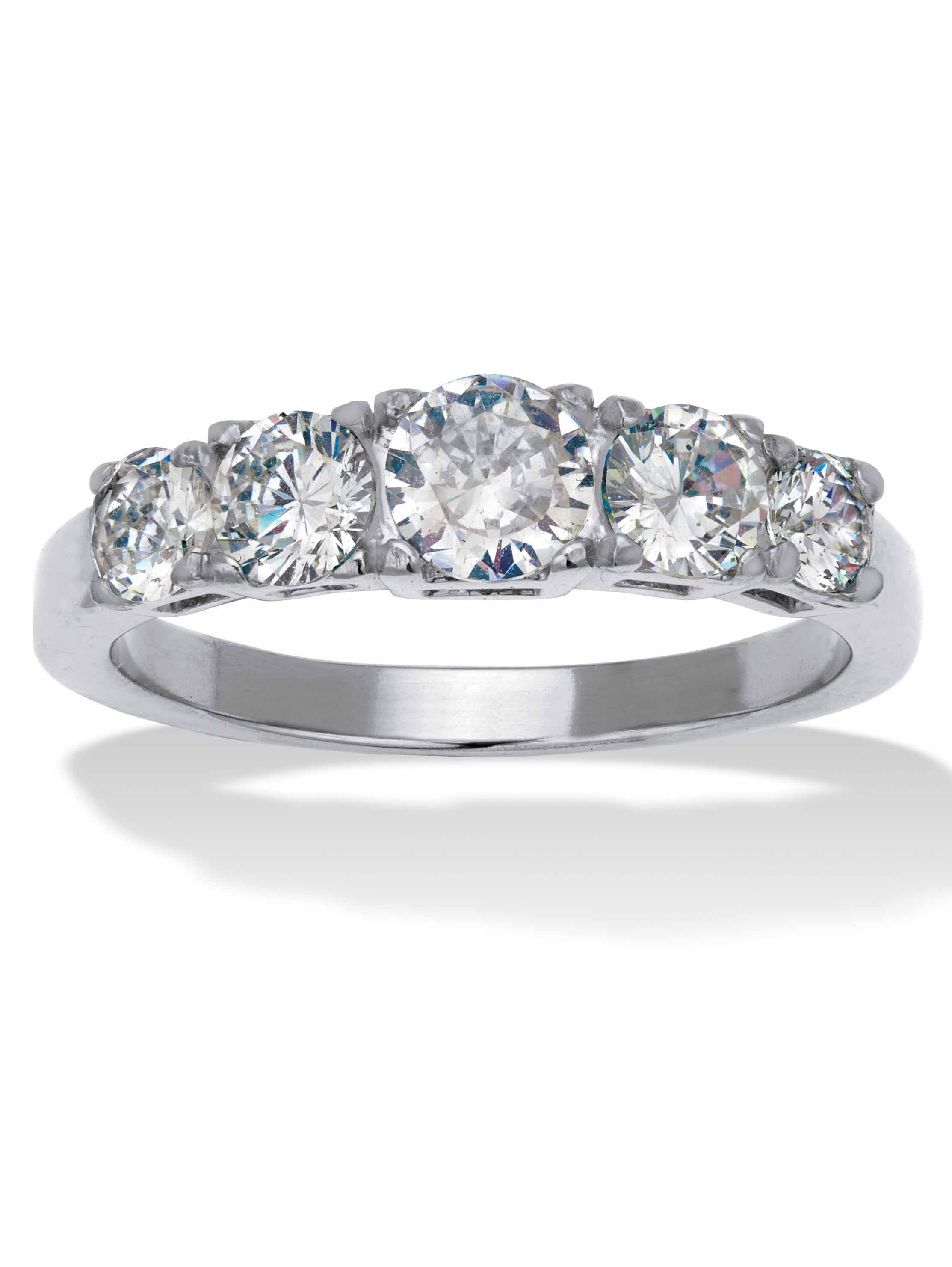 Starbright Silver Cubic Zirconia Claw Set Half Eternity Ring R6545 1 3 3a
