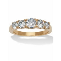 PalmBeach Jewelry 1.46 TCW Round Cubic Zirconia Yellow Gold Ion-Plated Stainless Steel Anniversary Ring