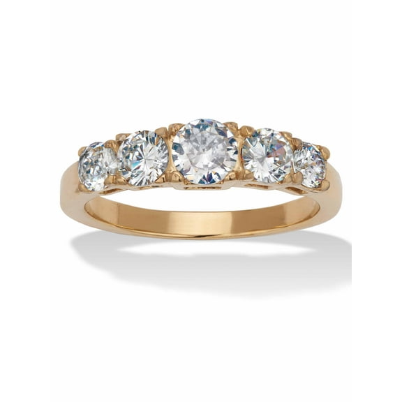 PalmBeach Jewelry 1.46 TCW Round Cubic Zirconia Yellow Gold Ion-Plated Stainless Steel Anniversary Ring