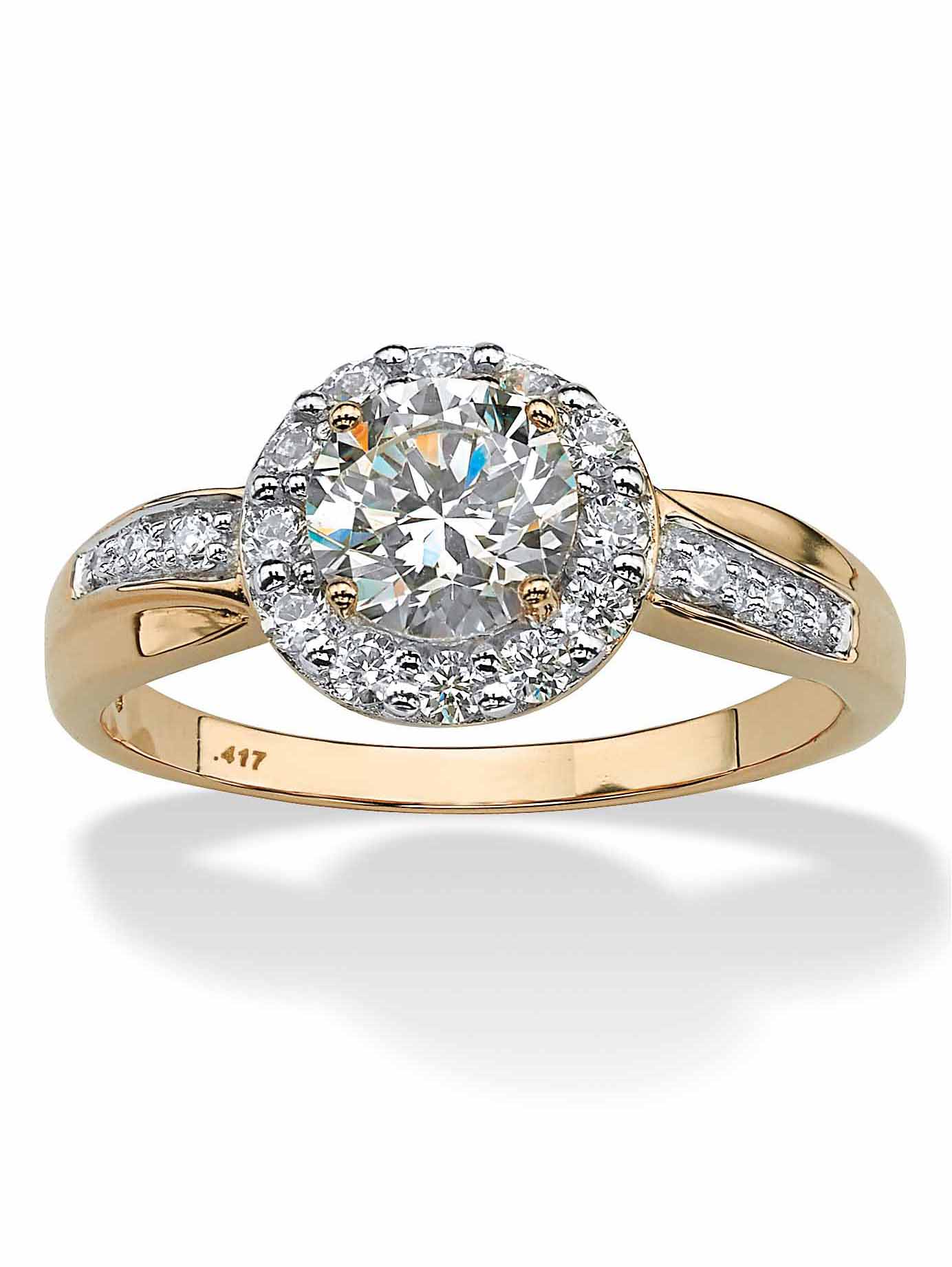 FB Jewels 14K Yellow Gold Round Cubic Zirconia CZ Fashion Anniversary ...