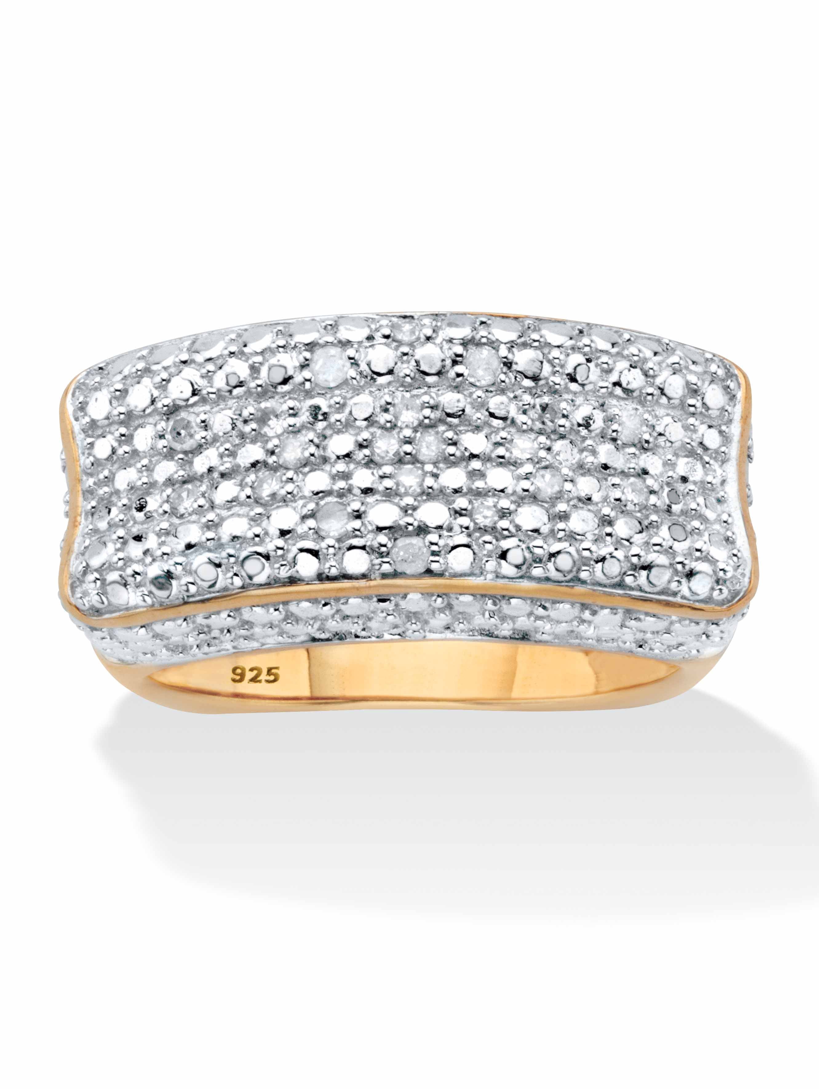 PalmBeach Jewelry 1/5 TCW Diamond Bar Ring with Square Back in Gold ...