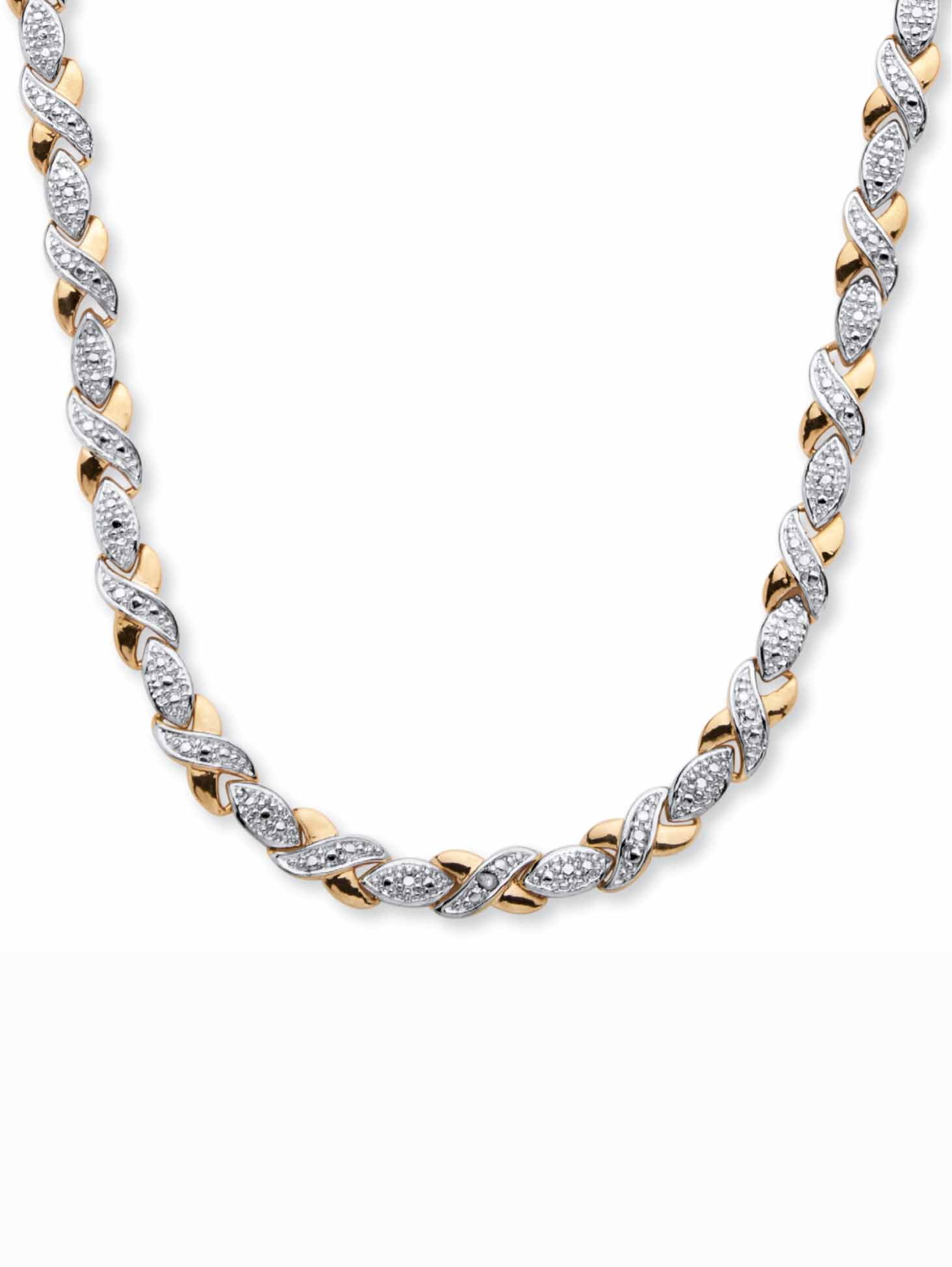 PalmBeach Jewelry 1/5 TCW Diamond X and O Necklace in 18k GoldPlated