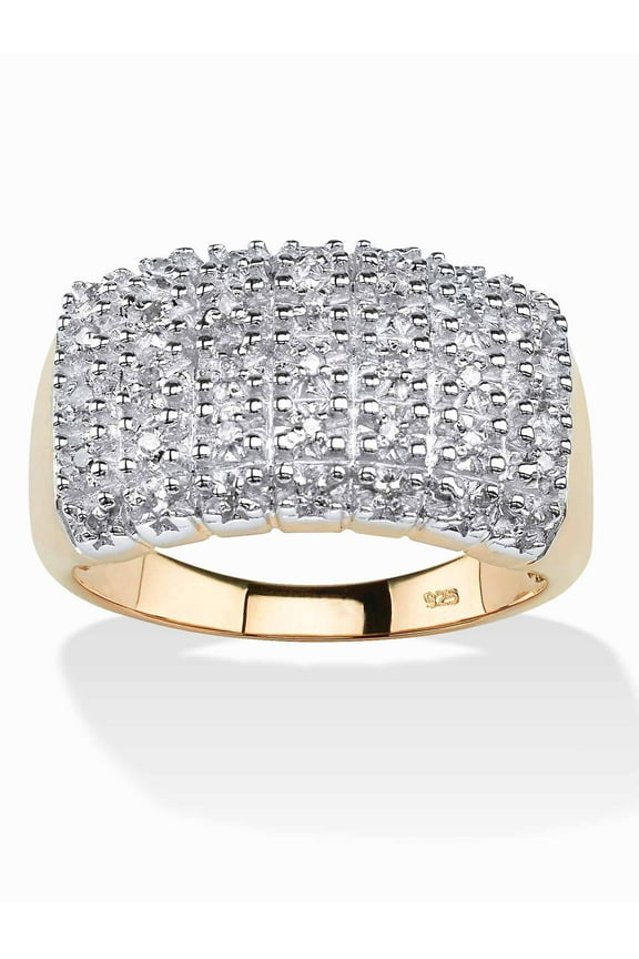 1/6 TCW Diamond Cluster Square-Back Ring in 18k Yellow Gold-plated Sterling Silver