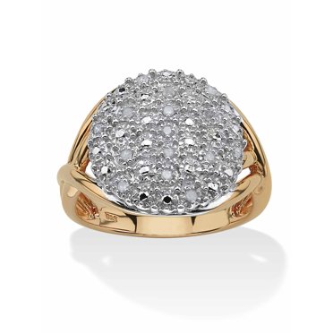 Palm Beach Jewelry Cluster Ring - 18k Gold Plated Sterling Silver With Diamond Accent, Sizes 6-10