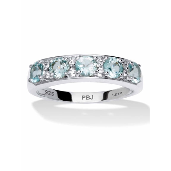 PalmBeach Jewelry 1.66 TCW Round Cut Genuine Blue Topaz Sterling Silver Ring