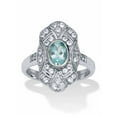 thumbnail image 1 of PalmBeach Jewelry 1.67 TCW Oval Cut Genuine Aquamarine and Round Genuine White Topaz Cocktail Ring, 1 of 5