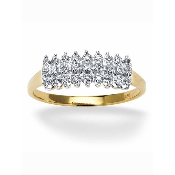 PalmBeach Jewelry 1/7 TCW Round Diamond Peak Ring in 18k Yellow Gold-plated Sterling Silver