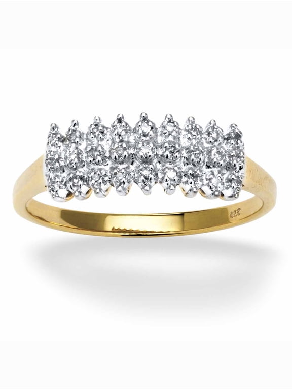 1/7 TCW Round Diamond Peak Ring in 18k Yellow Gold-plated Sterling Silver