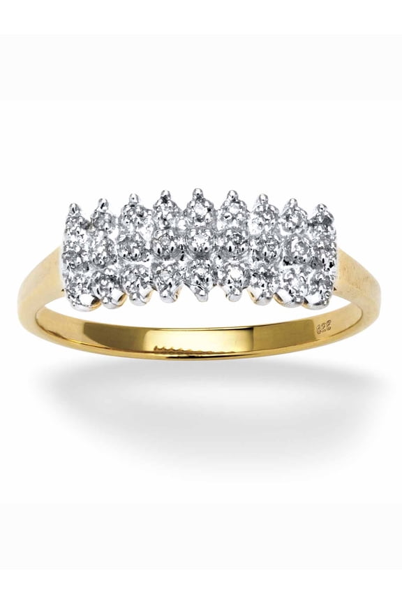 1/7 TCW Round Diamond Peak Ring in 18k Yellow Gold-plated Sterling Silver