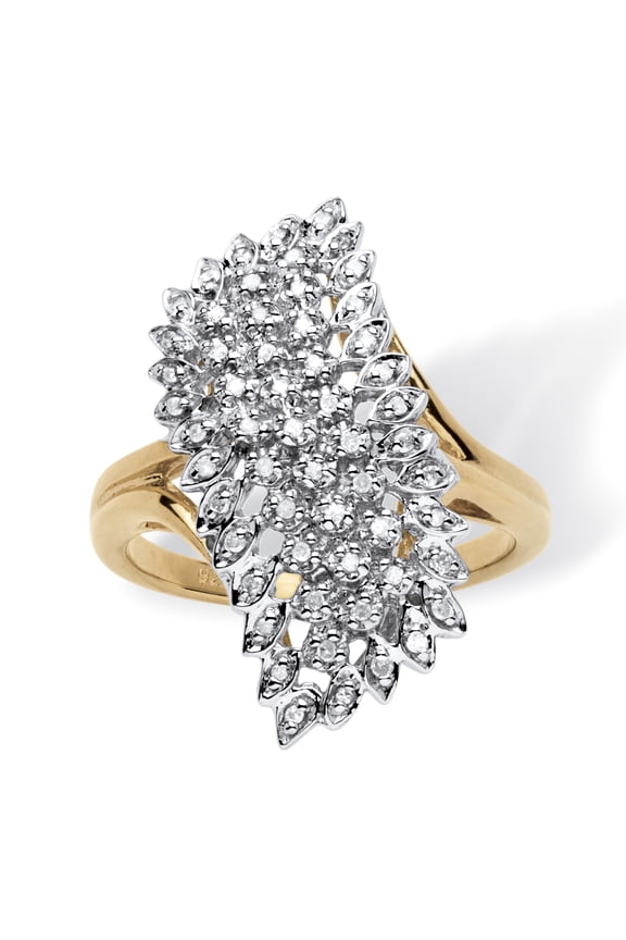 1/7 TCW Round Diamond Pave 18k Gold-plated Sterling Silver Cluster Ring