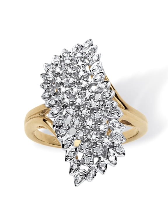 1/7 TCW Round Diamond Pave 18k Gold-plated Sterling Silver Cluster Ring
