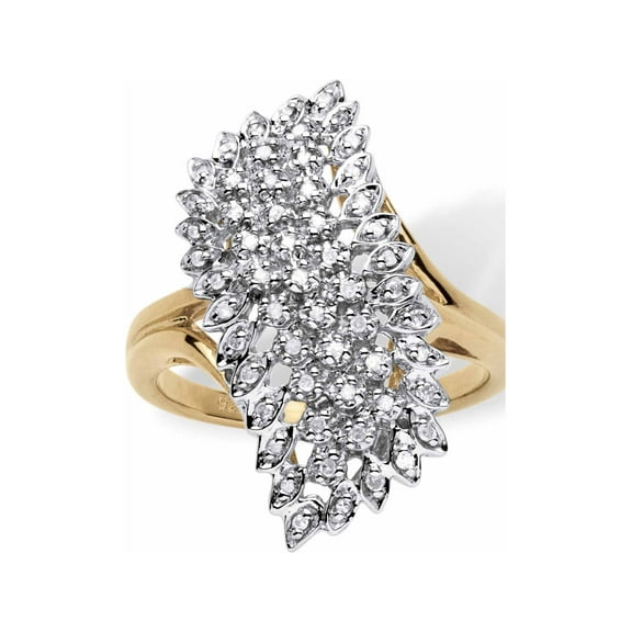 PalmBeach Jewelry 1/7 TCW Round Pave Diamond Cluster Ring in 18k Gold-plated Sterling Silver