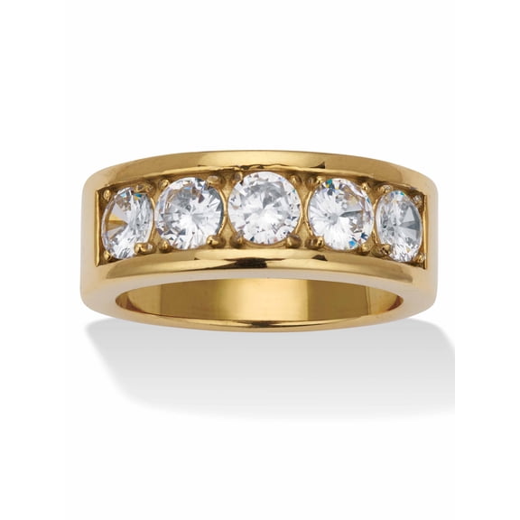 PalmBeach Jewelry 1.75 TCW Round Cubic Zirconia Yellow Gold Ion-Plated Stainless Steel 5-Stone Ring
