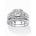 thumbnail image 1 of PalmBeach Jewelry 1.84 TCW Princess-Cut and Round Cubic Zirconia 2-Piece Halo Wedding Ring Set in Solid 10k Yellow or White Gold, 1 of 5