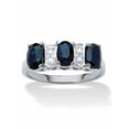 thumbnail image 1 of PalmBeach Jewelry 1.86 TCW Oval-Cut Genuine Blue Sapphire and Diamond Accent Ring sin 18k Gold-Plated or Platinum Plated Sterling Silver, 1 of 5