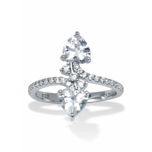 PalmBeach Jewelry 1.92 TCW Heart Shaped Cubic Zirconia Sterling Silver Ring