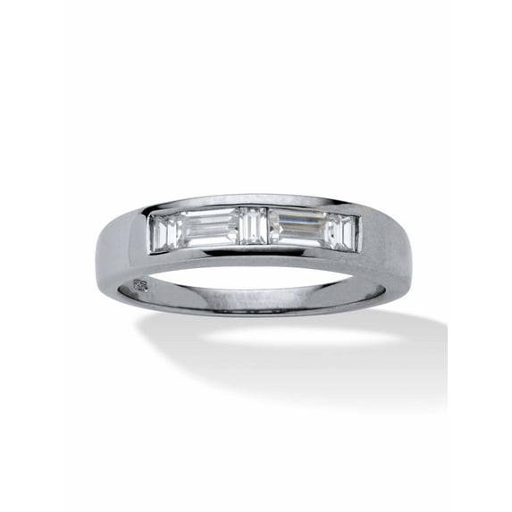 PalmBeach Jewelry 1 TCW Baguette-Cut Cubic Zirconia Wedding Ring in Platinum-plated Sterling Silver Sizes 8-16