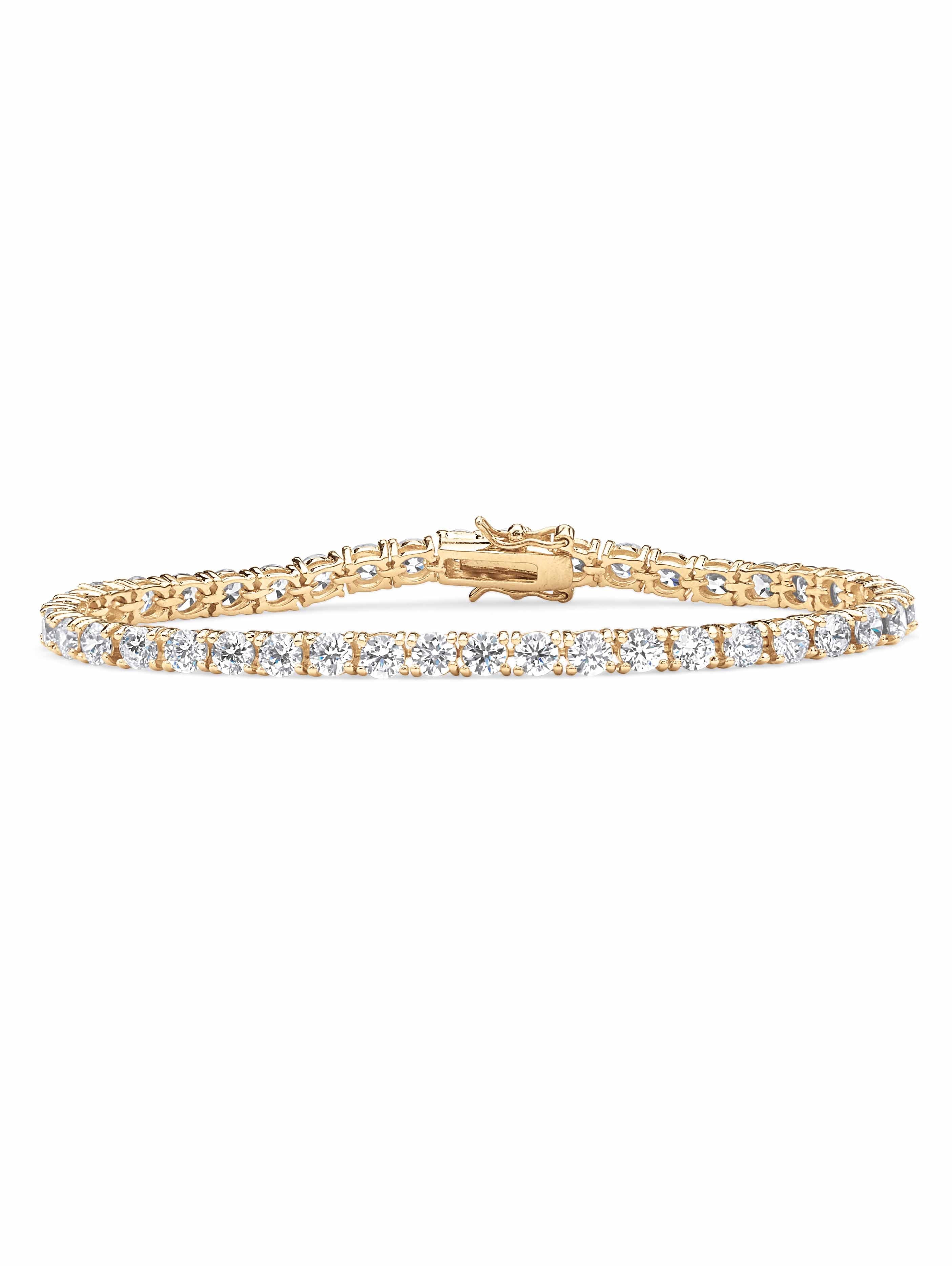 PalmBeach Jewelry 10.75 TCW Round Cubic Zirconia 18k Gold-Plated Tennis Bracelet 7.5"