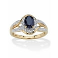 thumbnail image 1 of PalmBeach Jewelry 10k Yellow Gold Oval Blue Sapphire and Round Diamond Accent Crossover Ring, 1 of 5