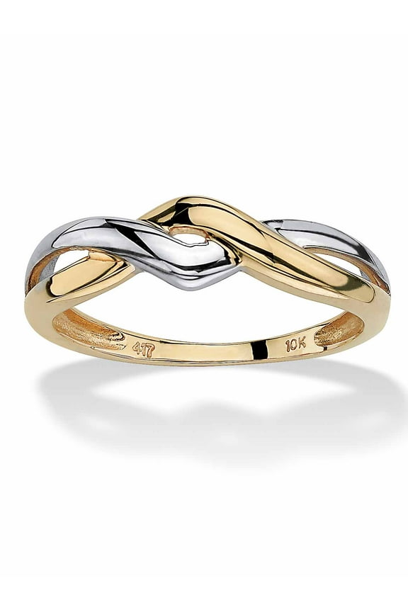 10k Yellow Gold Two-Tone Twisted Crossover Ring